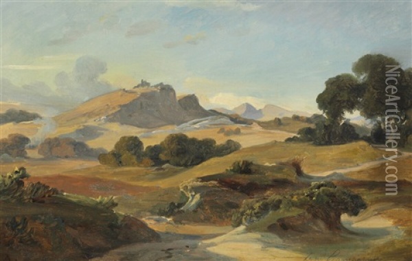 View Of The Roman Campagna Oil Painting - Anders Christian Lunde