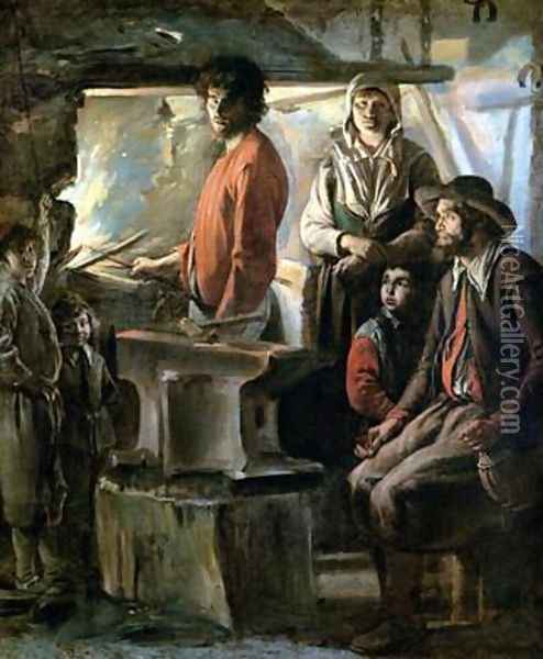 The Forge Oil Painting - Louis Le Nain