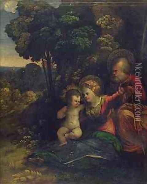 Rest During the Flight into Egypt Oil Painting - Dosso Dossi