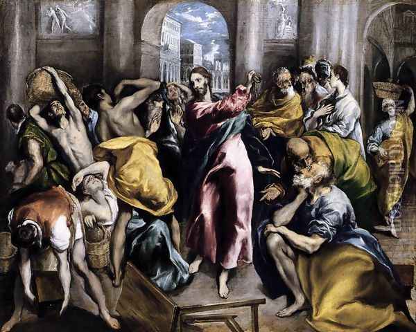 The Purification of the Temple (2) c. 1600 Oil Painting - El Greco (Domenikos Theotokopoulos)