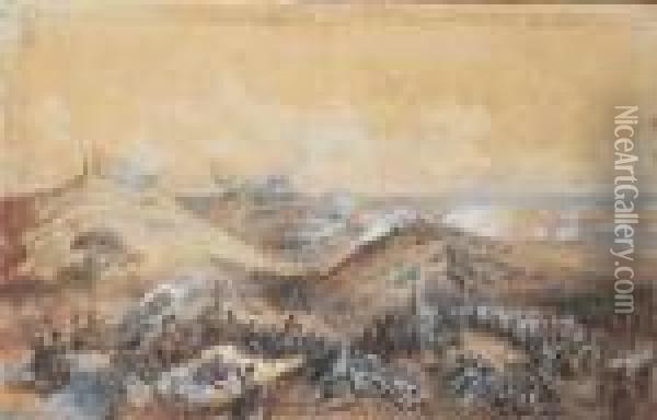 Die Schlacht Von Solferino. Oil Painting - Gustave Dore