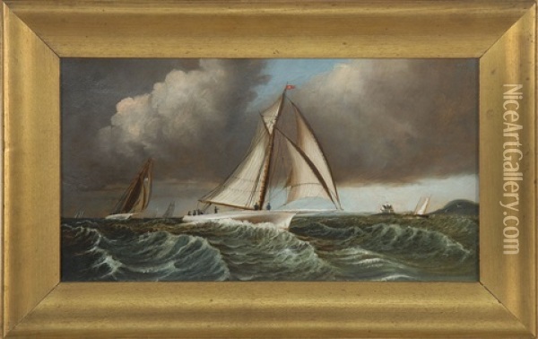 Racing Off Point Judith, Rhode Island Oil Painting - Charles Henry Gifford