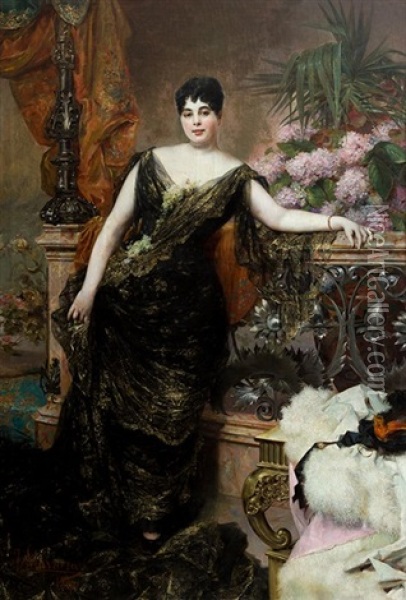 Retrato De Dama, 1890 Oil Painting - Francisco Masriera Manovens