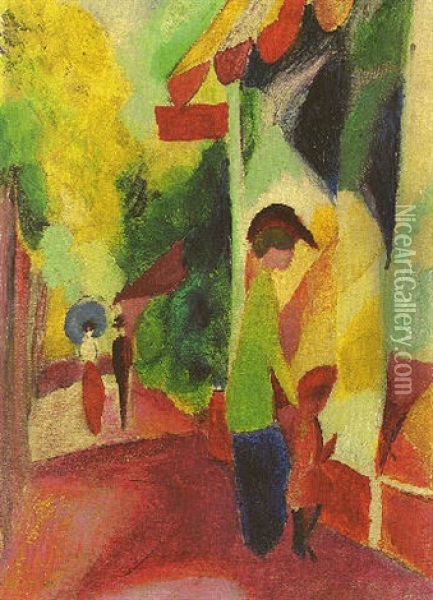 Schaufenster Mit Gelben Baeumen Oil Painting - August Macke