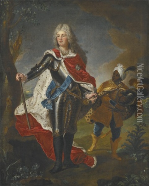 Portrait Of Frederick Augustus Ii, Elector Of Saxony (1696-1763) Oil Painting - Hyacinthe Rigaud