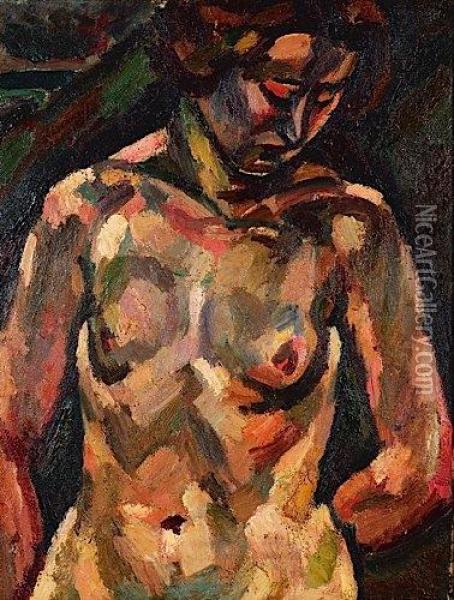 Etude De Femme Bras Dans Le Dos, Circa 1920-1922 Oil Painting - Maurice Albert Loutreuil