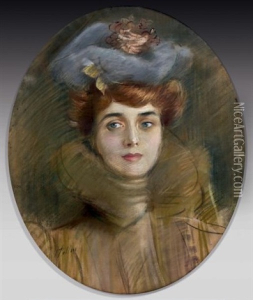 Portrait De Madeleine Cheruit, Couturiere Oil Painting - Paul Cesar Helleu