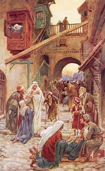 The people of Capernaum bringing Jesus many to heal Oil Painting - William Brassey Hole