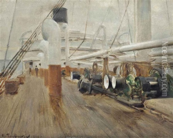 The Deck Of The S.s. Veronese Oil Painting - Arthur Hacker