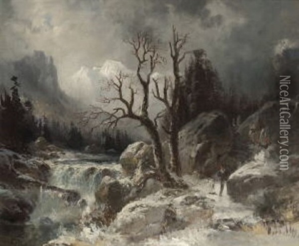 Winterliche Gebirgslandschaft Oil Painting - Adolf Heinrich Lier