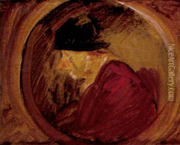 Bauer Mit Schwarzem Hut Und Roter Jacke Oil Painting - Wilhelm Busch