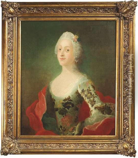 Portrait Of Louisa, Queen Of Denmark Oil Painting - Carl Gustav Pilo