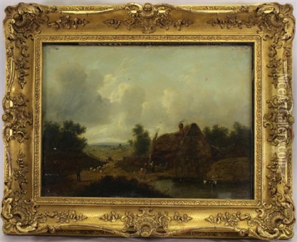 Landscape Painting With A Village Oil Painting - Patrick Nasmyth