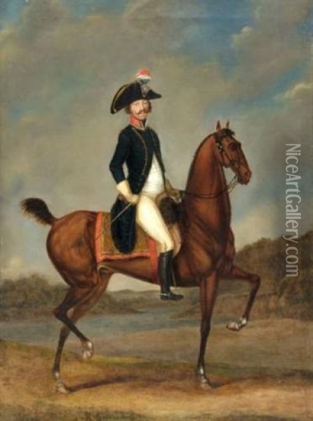Portrait Equestre Oil Painting - Louis Albert Guillain Bacler d'Albe
