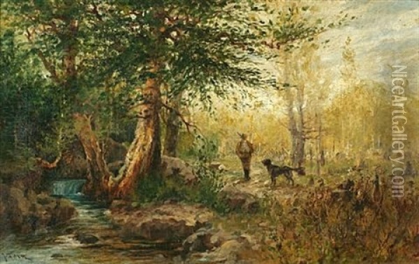 Hunter's Grove (+ Another Similar, Lrgr; 2 Works) Oil Painting - John Fery
