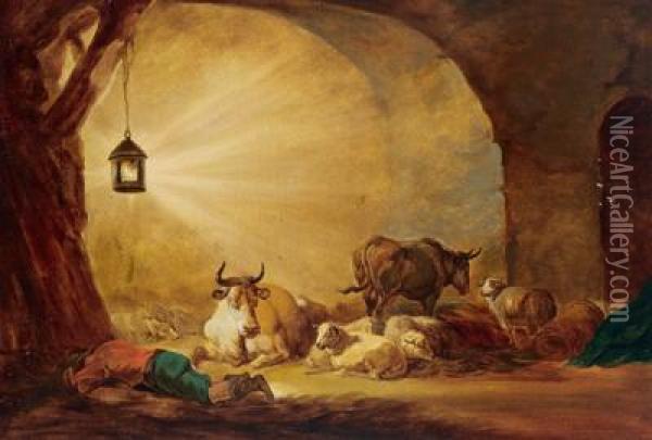 Pastore Che Dorme Accanto Al Gregge Oil Painting - Benjamin Gerritsz. Cuyp
