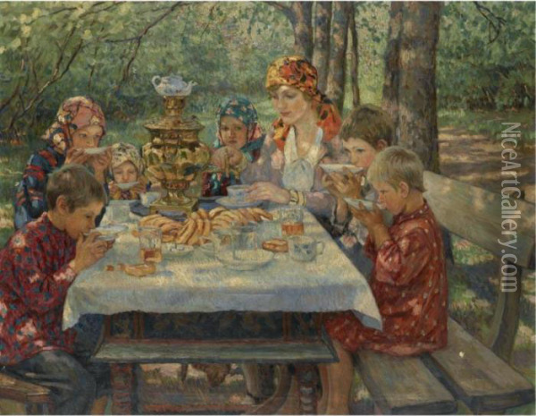 The Teacher's Guests Oil Painting - Nikolai Petrovich Bogdanov-Belsky
