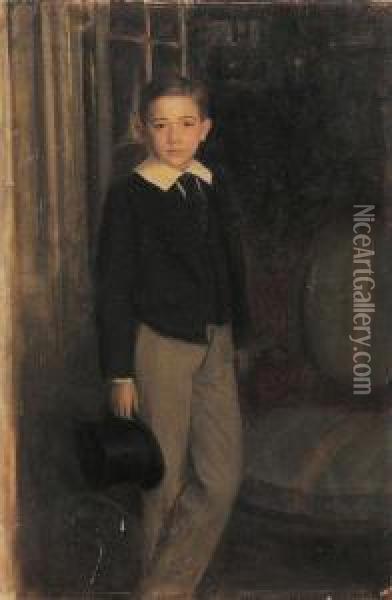 Portrait De Petit Garcon Panneau Oil Painting - Louis Picard