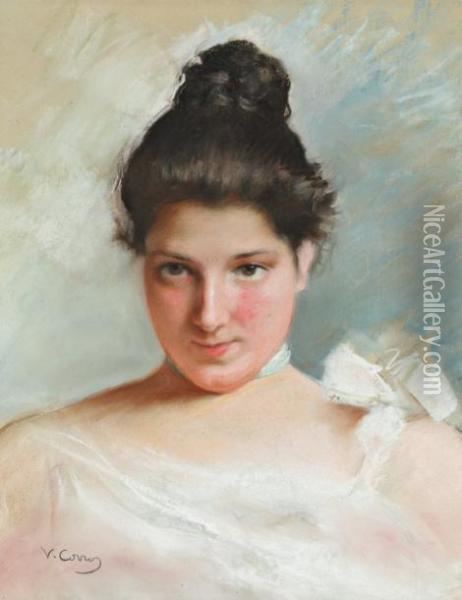 Portrait De Jeune Fille Oil Painting - Vittorio Matteo Corcos