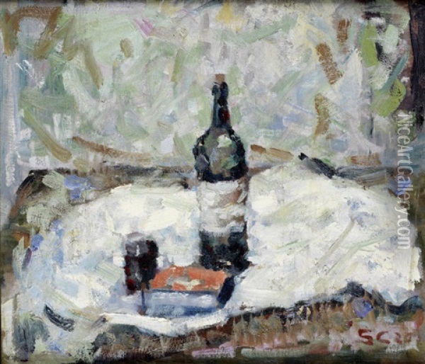 Still Life With Bottle Oil Painting - Harry Stratford Caldecott