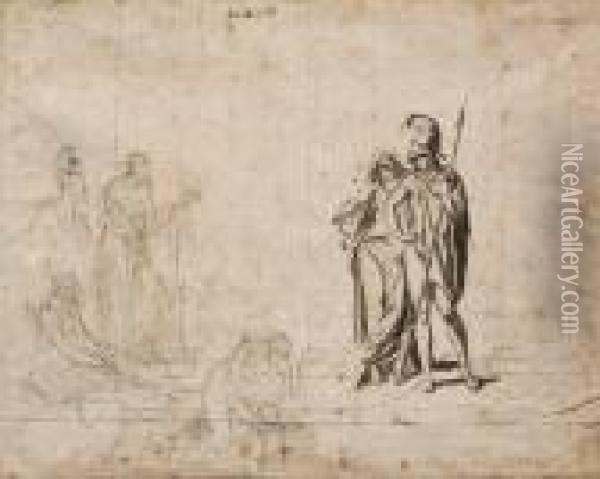 Scene De L'histoire Grecque Oil Painting - Jacques Louis David