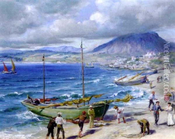 Seaside Fishermen Oil Painting - Charles Abel Corwin