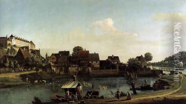 Pirna Seen from the Harbour Town 1753-55 Oil Painting - Bernardo Bellotto
