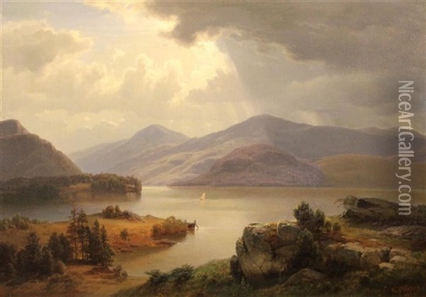 Landscape Probably Hudson Valley Oil Painting - Paul Weber