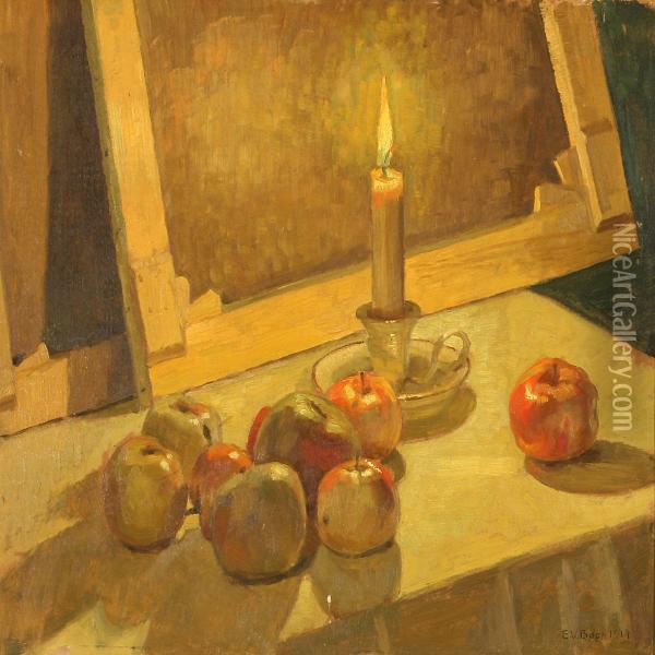 Apples On An Artist'stable Oil Painting - Einar Vilhelm Bogh