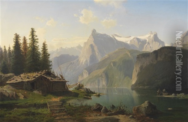 Am Vierwaldstattersee Oil Painting - Johannes Bartholomaeus Duntze