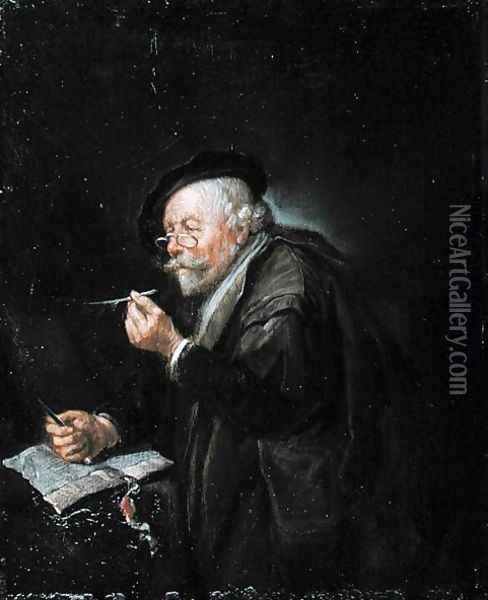 Old Man Writing, 1650s Oil Painting - Quiringh Gerritsz. van Brekelenkam