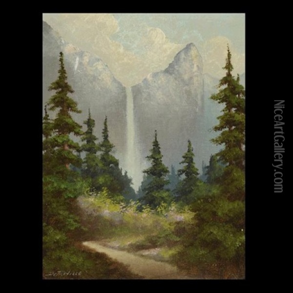 Bridalveil Fall, Yosemite Oil Painting - Richard Detreville