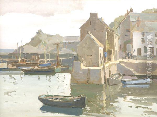 Polperro Harbour Oil Painting - Edwin Byatt