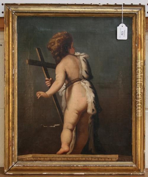 The Infant Saint John Carrying A Cross Oil Painting - Agostino Carracci
