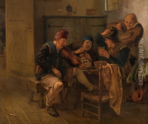 Musizierende Bauern In Interieur Oil Painting - Jan Steen