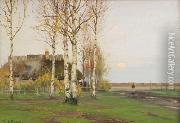 Landscape With Cottage Oil Painting - Richard Alexandrovich Bergholz