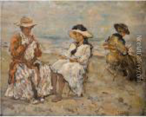 Fanciulle Sulla Spiaggia Oil Painting - Raffaele Ragione