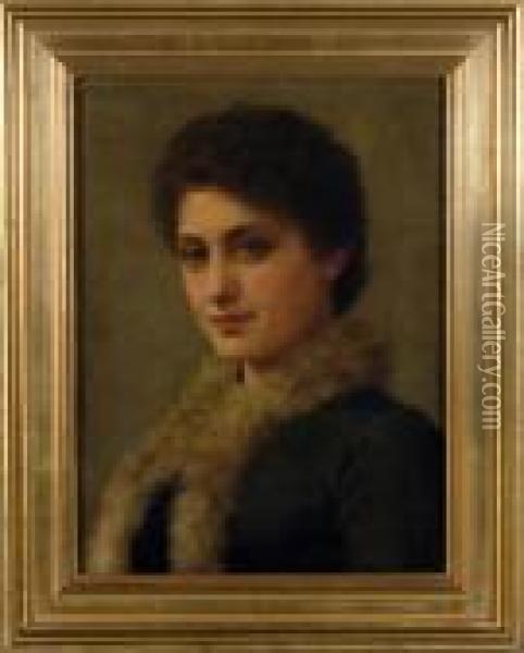 A Half Length Portrait Of Mabelvivian Millett, Aged 21 Years Oil Painting - Frank Markham Skipworth