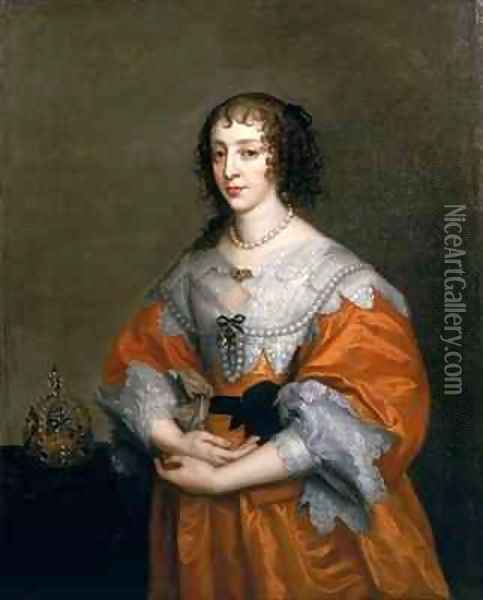 Portrait of Queen Henrietta Maria 1609-69 Oil Painting - Sir Anthony Van Dyck