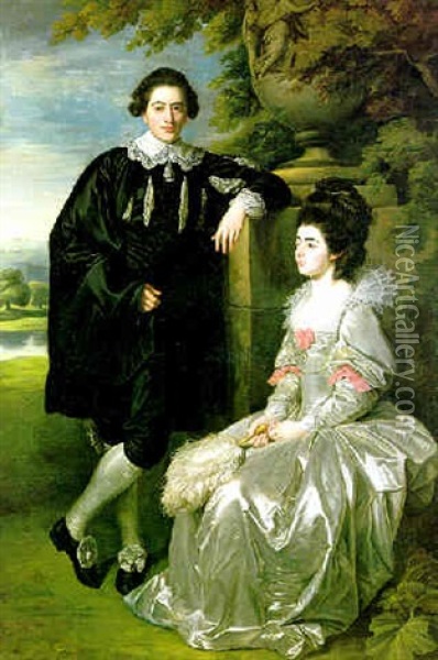Portrait Of A Gentleman With His Wife ( William Henry Cavendish, 3rd Duke Of Portland And Dorothy Cavendish?) Oil Painting - Nathaniel Dance Holland (Sir)