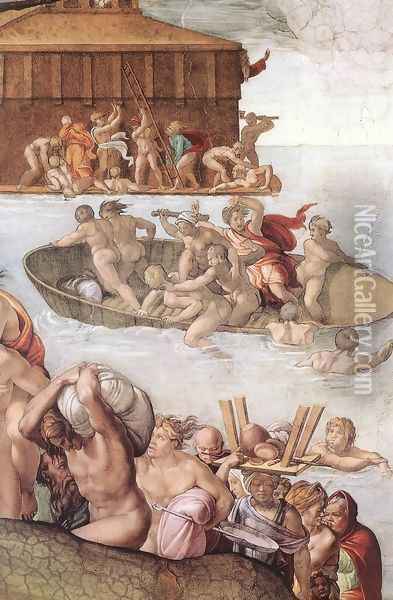 The Deluge (detail-2) 1508-09 Oil Painting - Michelangelo Buonarroti