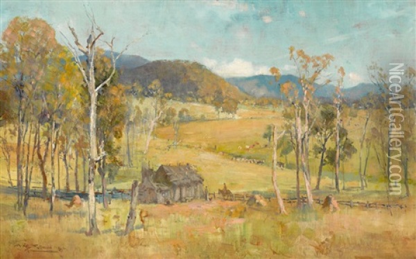 The Settler's Hut Oil Painting - Albert Henry Fullwood