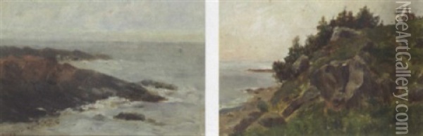 Rocky Shoreline, Maine Oil Painting - Oscar Regan Coast