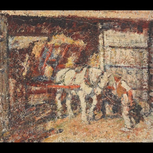 A Hampshire Barn Oil Painting - Harry Fidler