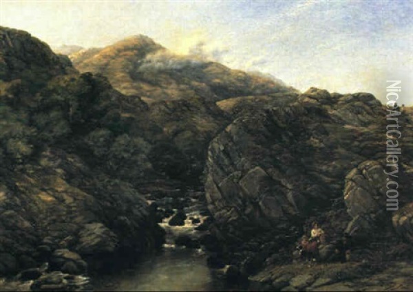 Morning In A Welsh Valley Oil Painting - Thomas Creswick