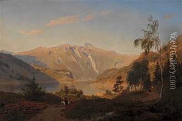 Pa Landeveien Oil Painting - Johan Fredrik Eckersberg