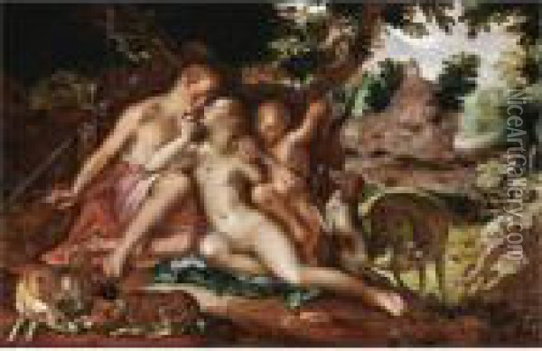 Venus And Adonis Oil Painting - Joachim Wtewael (Uytewael)