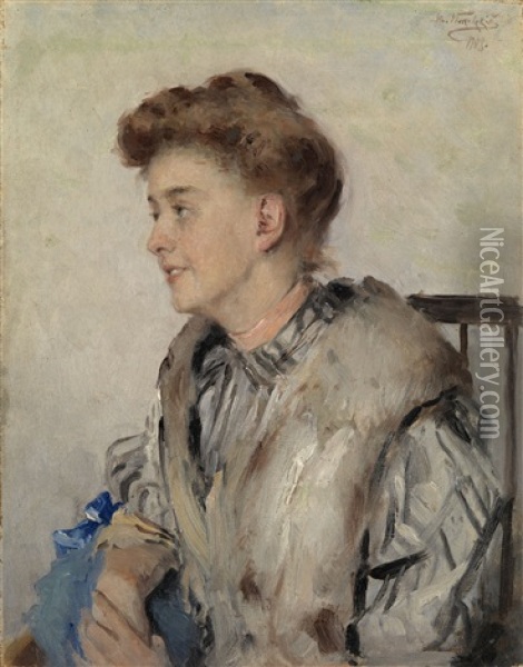 Portrait Of The Artist's Wife, Olga Krishtofovich Oil Painting - Vladimir Egorovich Makovsky