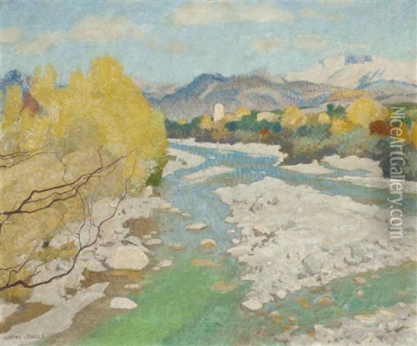 River Landscape, France Oil Painting - Adrian Scott Stokes