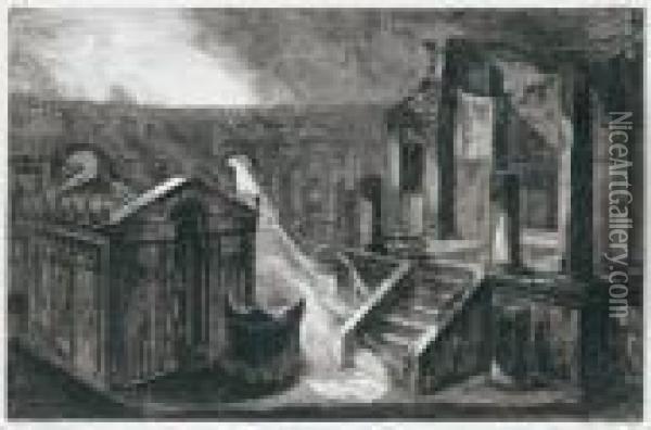 Isis-heiligtum Und Trichinium In Pompeji Oil Painting - Giovanni Battista Piranesi